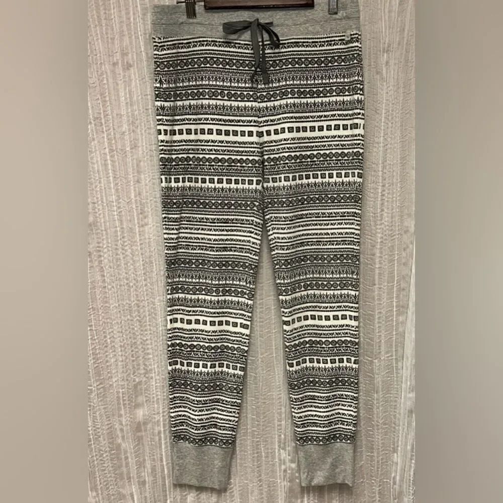 Eddie Bauer M Stines Favorite White Gray Waffle Knit Cotton Blend PJ Bottom